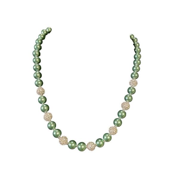 NWT Charter Club silver Tone Pave Fireball & Imitation Pearl Collar Necklace - Picture 2 of 5